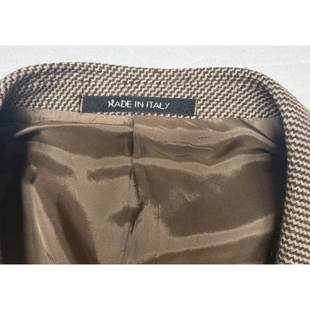 Armani Collezioni 100% Cashmere Brown Herringbone Blazer Men's 44L Italy 1B36E0